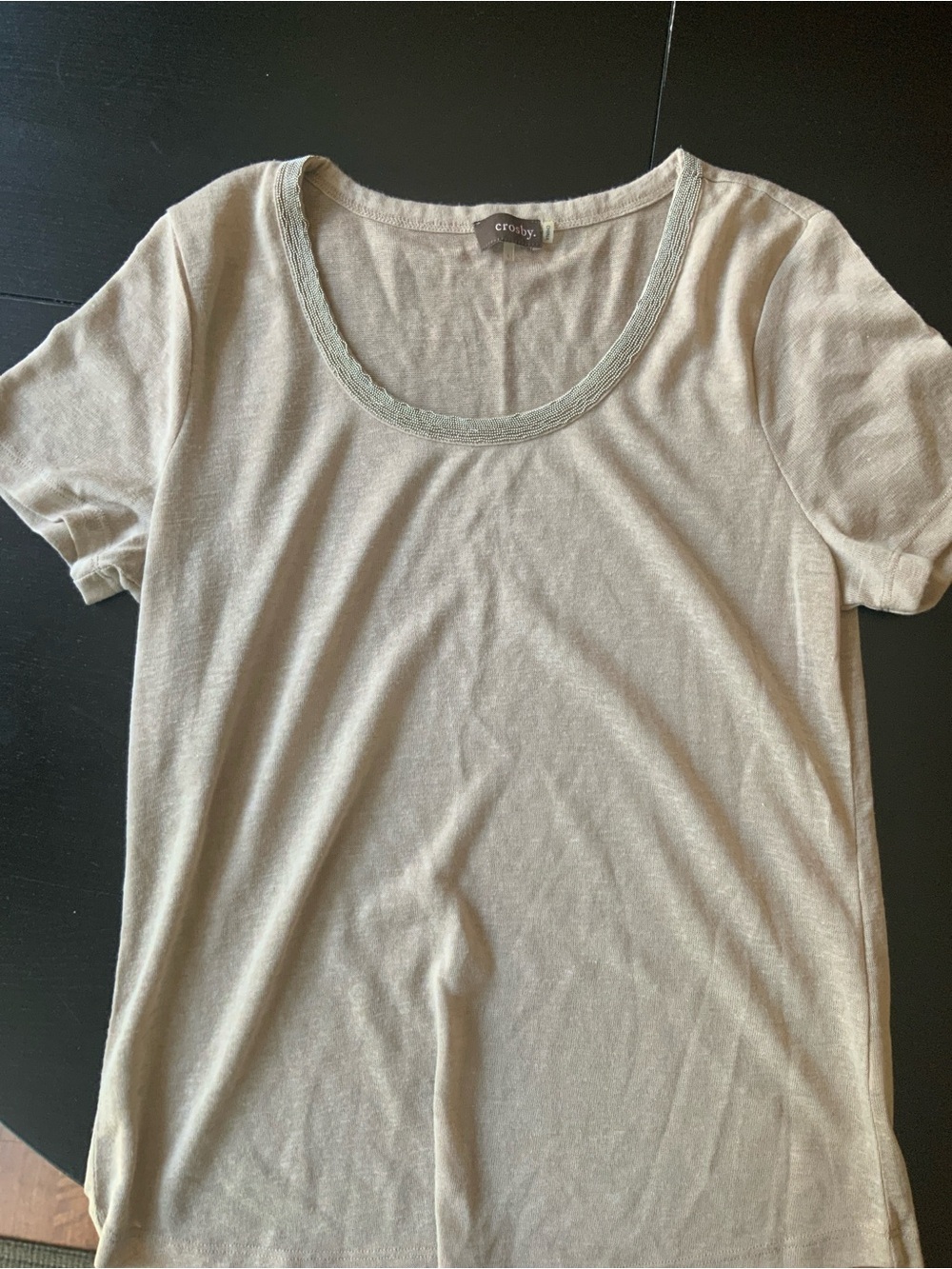 Crosby Beige/Tan Scoop Neck Short Sleeve Tee
